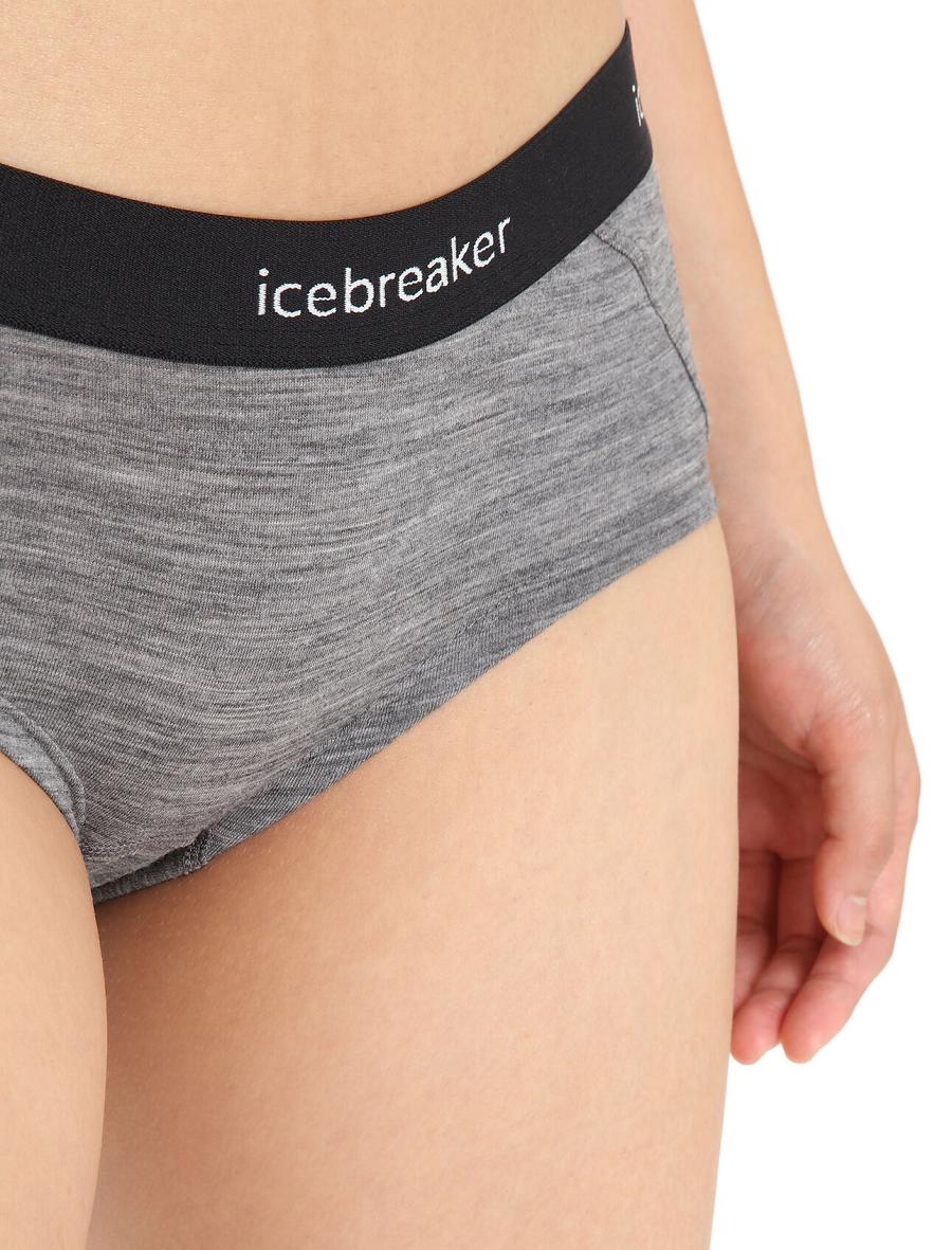 Women's Icebreaker Merino Sprite Hot Pants Underwear Gritstone Heather / Black | CA 1240BEXC